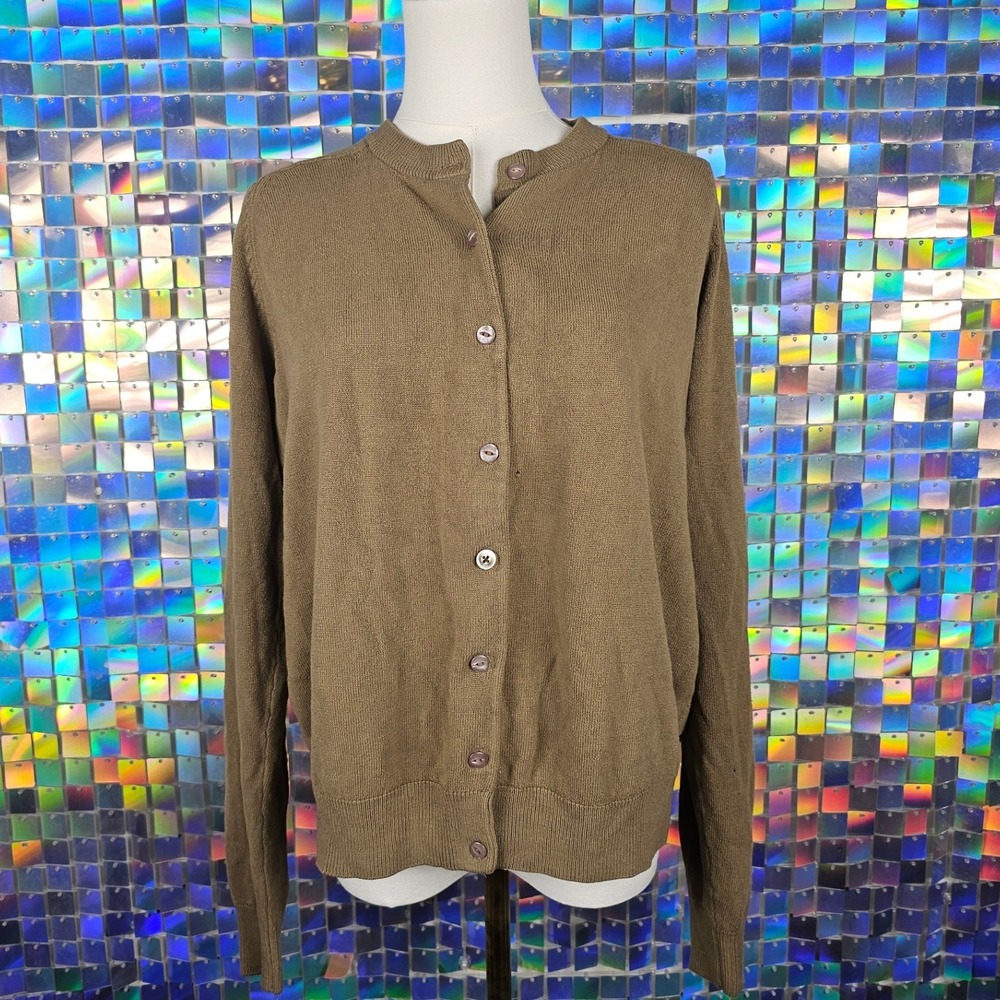 Polo Cashmere Cardigan Sweater Mens L Brown BW-18504 Crewneck Knit